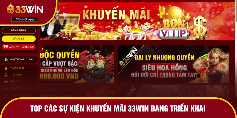 Danh sách khuyến mãi 33WIN nổi bật hiện tại